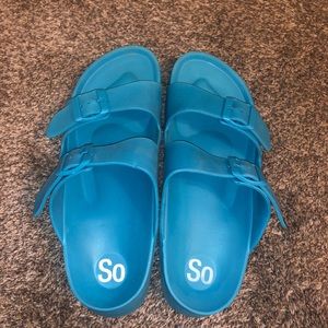 Blue Rubber Slip Ons